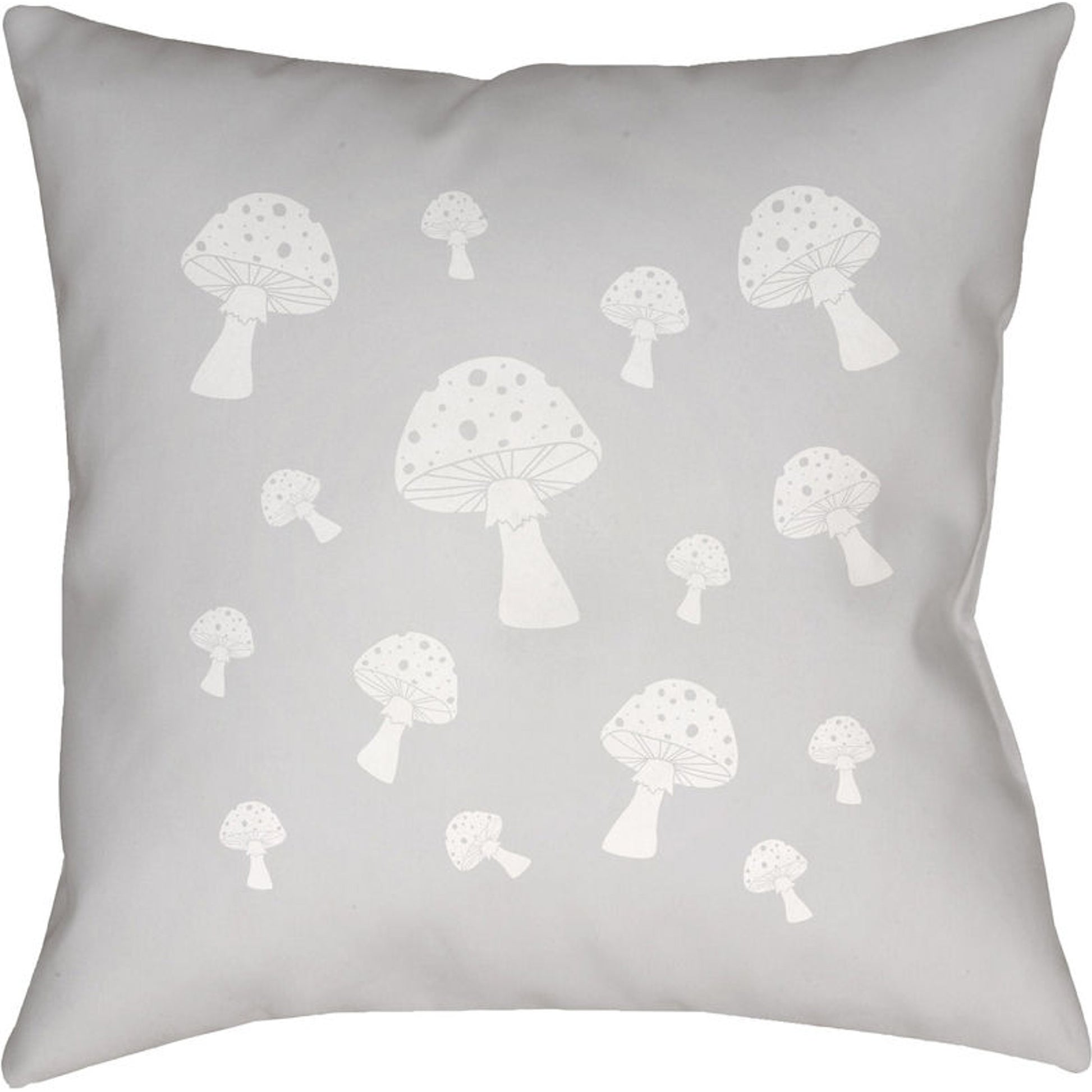 Mushrooms Indoor/Outdoor Pillow by Livabliss. Made from front: 100% polyester, back: 100% polyester in a modern style.