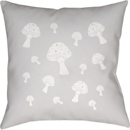Mushrooms Indoor/Outdoor Pillow by Livabliss. Made from front: 100% polyester, back: 100% polyester in a modern style.