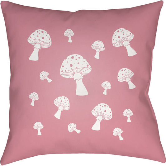 Mushrooms Indoor/Outdoor Pillow by Livabliss. Made from front: 100% polyester, back: 100% polyester in a modern style.