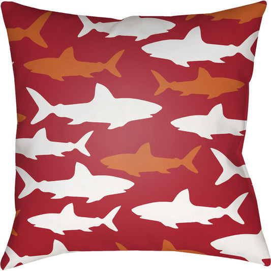 Sharks Pillow - 17590 by Livabliss. Made from front: 100% polyester, back: 100% polyester in a coastal style.