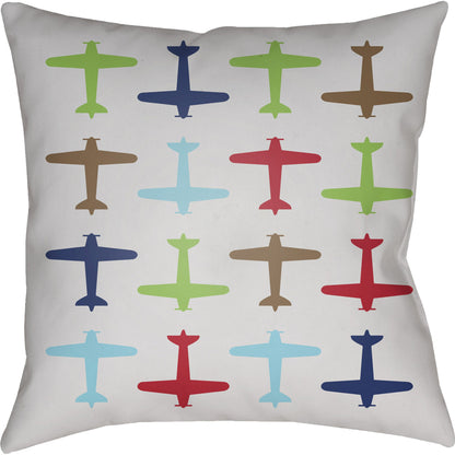 Planes Pillow - 17910 by Livabliss. Made from front: 100% polyester, back: 100% polyester in a modern style.