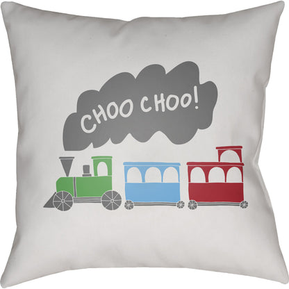 Trains Pillow - 19218 by Livabliss. Made from front: 100% polyester, back: 100% polyester in a modern style.