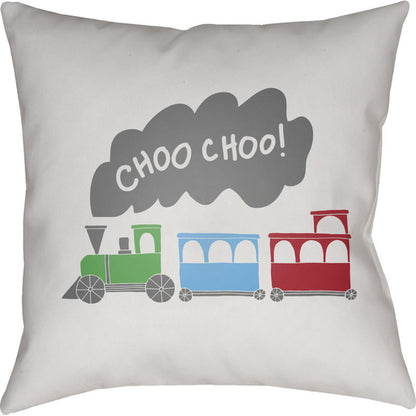 Trains Pillow - 19218 by Livabliss. Made from front: 100% polyester, back: 100% polyester in a modern style.