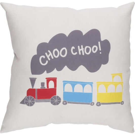 Trains Pillow - 19218 by Livabliss. Made from front: 100% polyester, back: 100% polyester in a modern style.