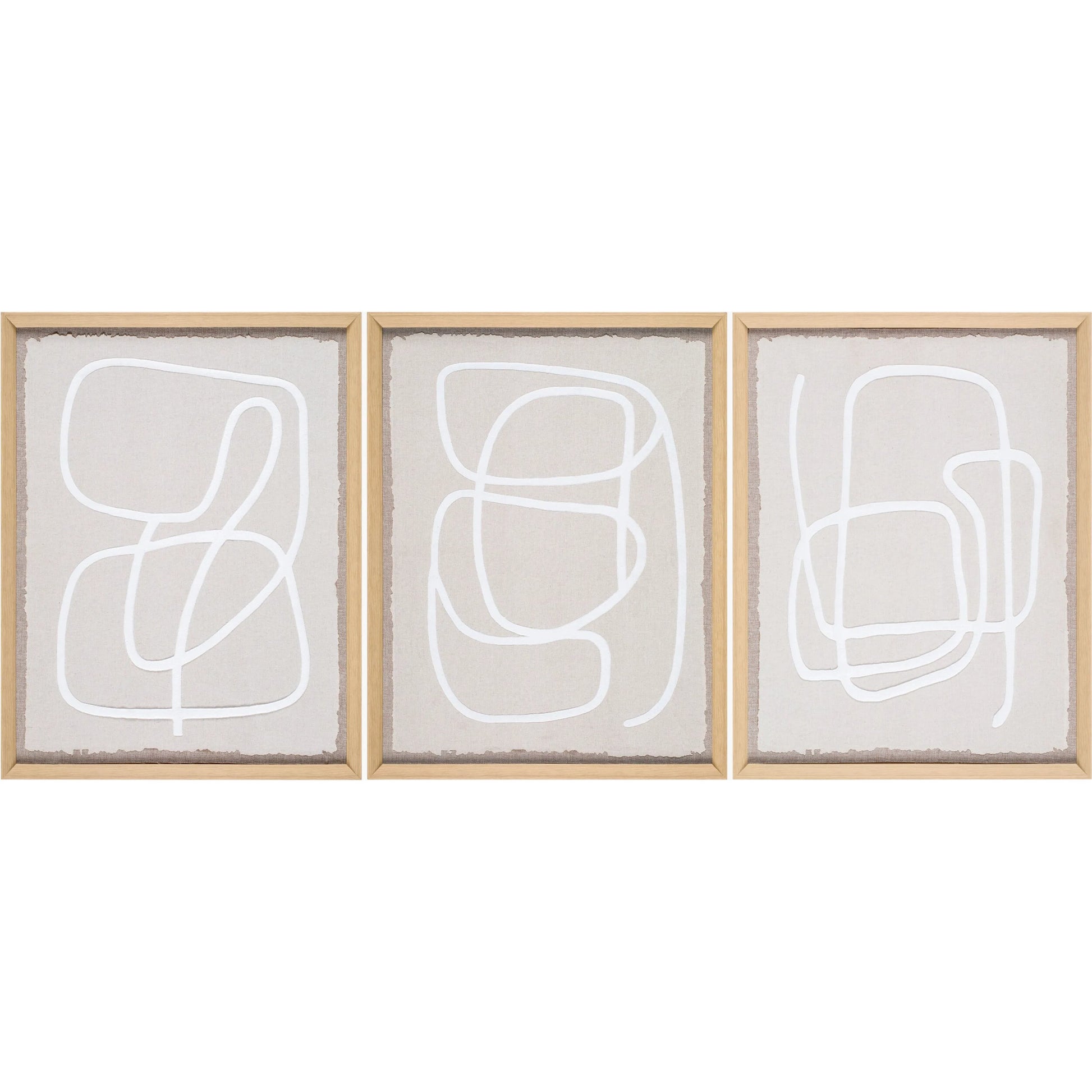 Lines Framed Art (Set of 3) by Livabliss in khaki and hand painted. Made from canvas, polystyrene in a unique style.