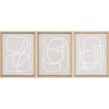 Lines Framed Art (Set of 3) by Livabliss in khaki and hand painted. Made from canvas, polystyrene in a unique style.
