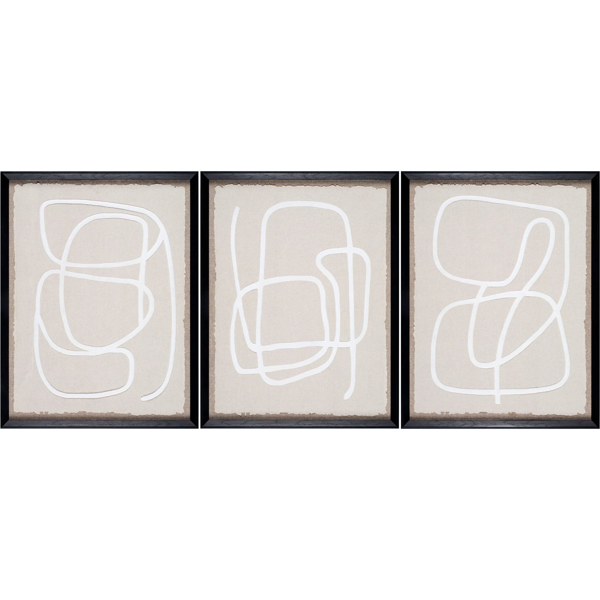 Lines Framed Art (Set of 3) by Livabliss in khaki and hand painted. Made from canvas, polystyrene in a unique style.
