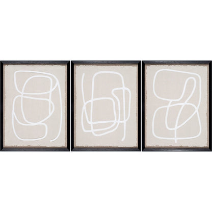 Lines Framed Art (Set of 3) by Livabliss in khaki and hand painted. Made from canvas, polystyrene in a unique style.