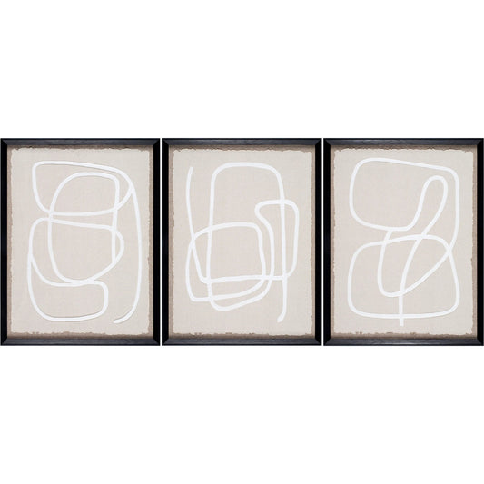 Lines Framed Art (Set of 3) by Livabliss in khaki and hand painted. Made from canvas, polystyrene in a unique style.