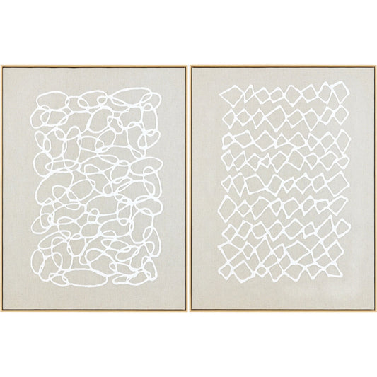 001 SI-2530582 | Primary Silo | Lines Framed Art (Set of 2) by Livabliss in taupe and hand painted. Made from canvas, polystyrene in a unique style.