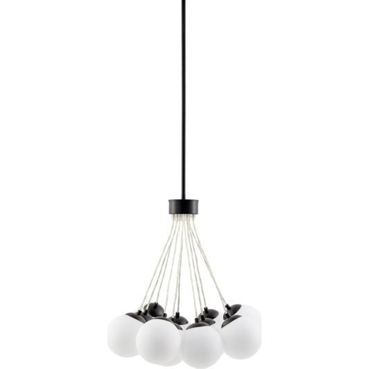 Liora Chandelier by Surya in translucent, black, white. Made from iron, glass in a modern style.