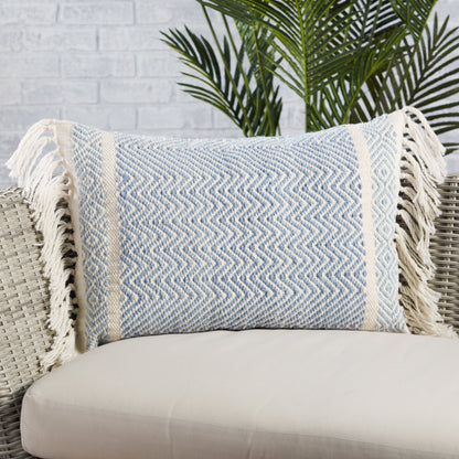 Liri LIR03 Indoor/Outdoor Pillow by Jaipur Living in light blue, ivory. Made from 100% polyester in a modern style.