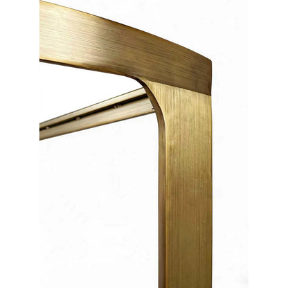 Lisa Two Tier Glass Top Demilune Console by Worlds Away in antique brass. Made from unique in a unique style.