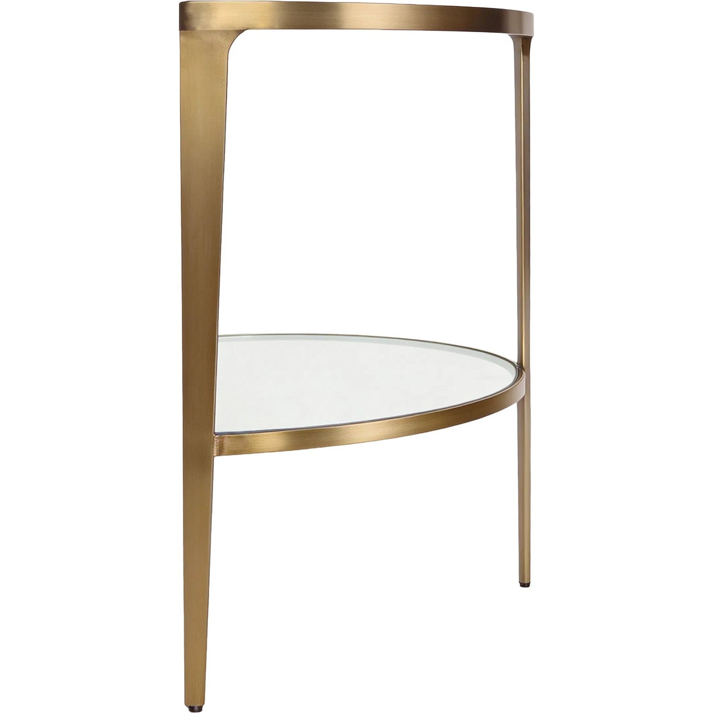 003 SI-2538657 | Additional Silo | Lisa Two Tier Glass Top Demilune Console by Worlds Away in antique brass. Made from unique in a unique style.