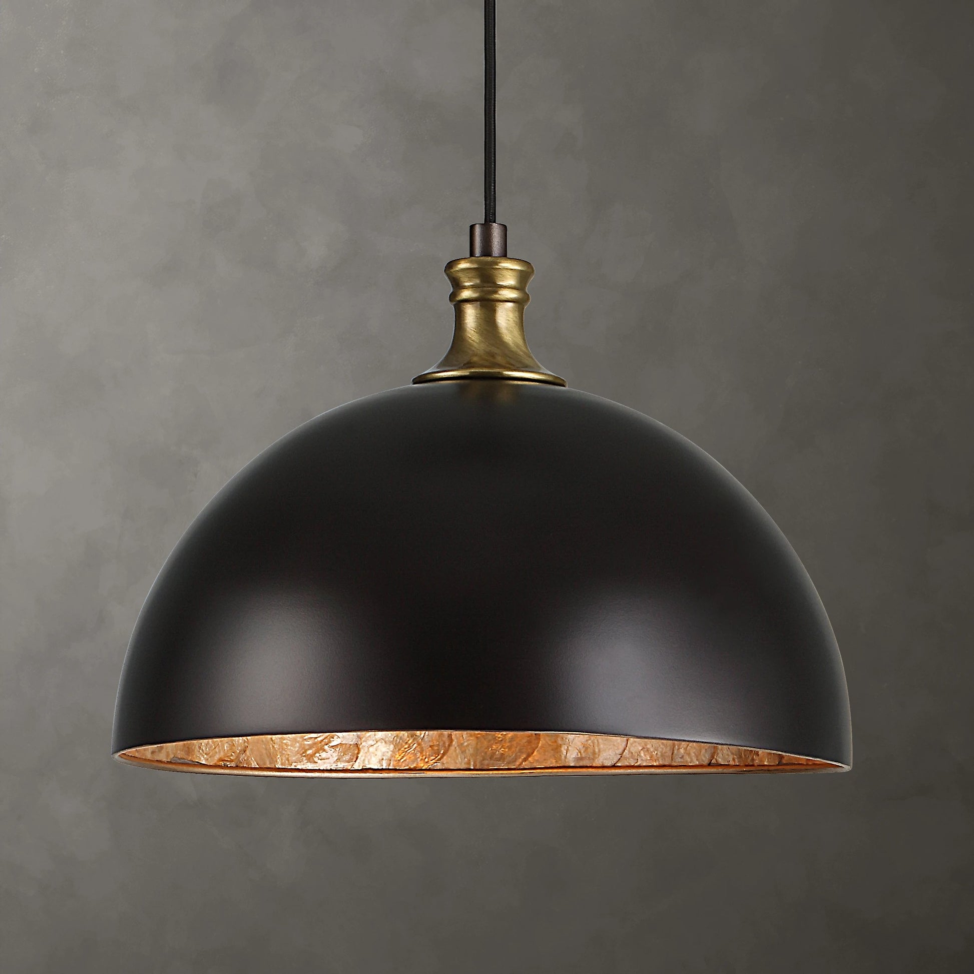 Placuna Pendant by Uttermost in bronze. Made from metal, shell in a modern style.