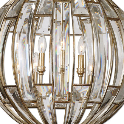 Vicentina Sphere Pendant by Uttermost. Made from iron 40%, crystal 56%, poly 4% in a modern style.