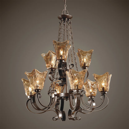 Vetraio Chandelier by Uttermost in bronze. Made from metal, brass, glass in a modern style.