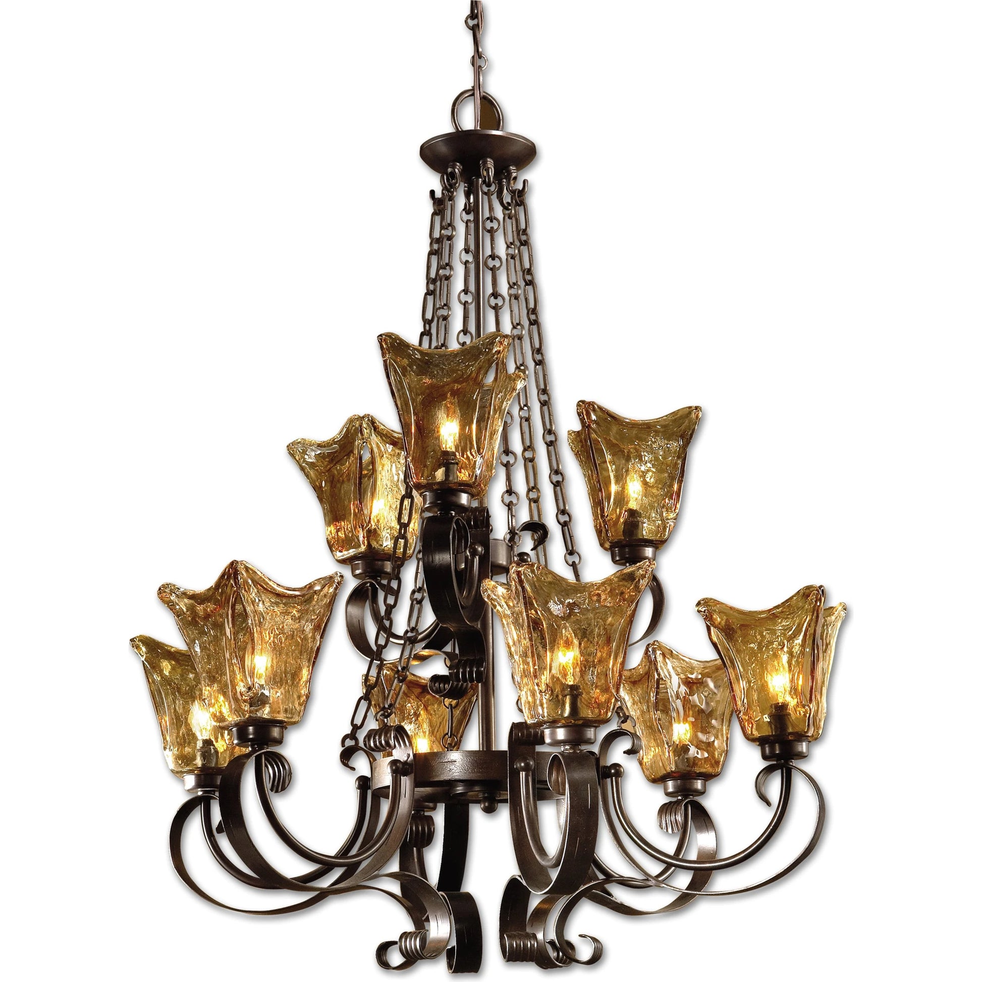 Vetraio Chandelier by Uttermost in bronze. Made from metal, brass, glass in a modern style.