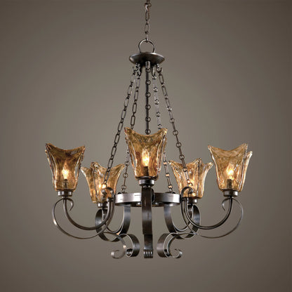 Vetraio Chandelier by Uttermost in bronze. Made from metal, brass, glass in a modern style.