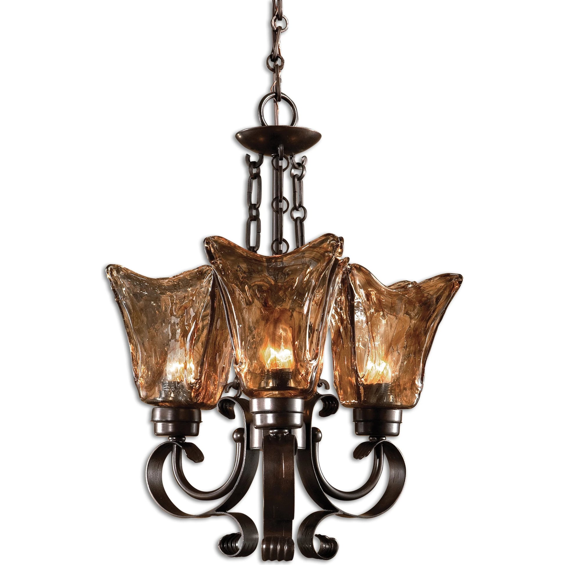 Vetraio Chandelier by Uttermost in bronze. Made from metal, brass, glass in a modern style.