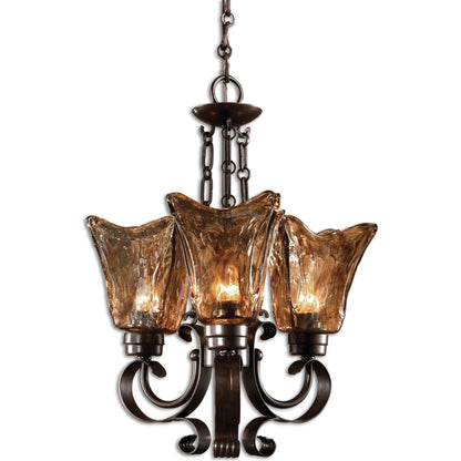 Vetraio Chandelier by Uttermost in bronze. Made from metal, brass, glass in a modern style.