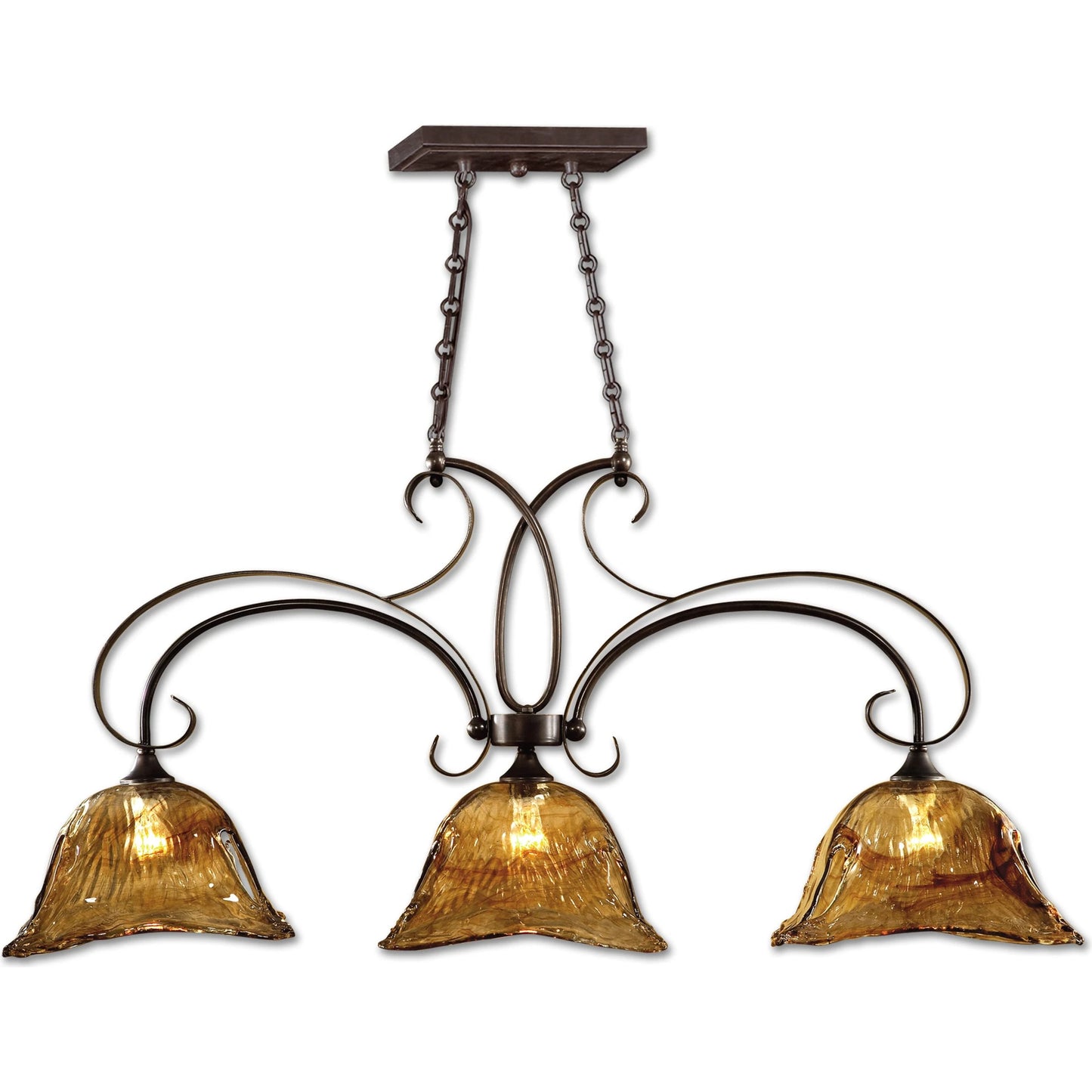 001 S-252616 | Primary Silo | Vetraio Kitchen Island Light by Uttermost in bronze. Made from brass, metal, glass in a rustic style.