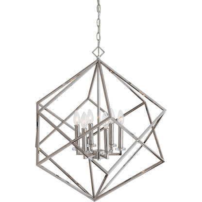 Euclid Cube Pendant by Uttermost in nickel. Made from steel, crystal in a modern style.