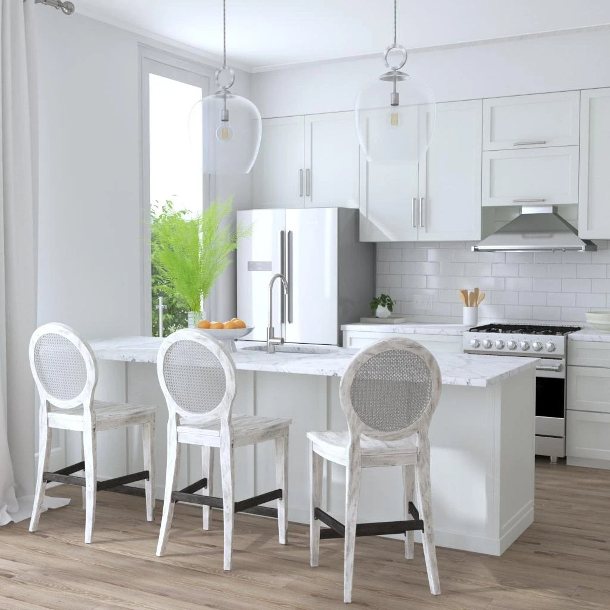 Calix Pendant by Uttermost in aged brass. Made from steel, glass in a transitional style.