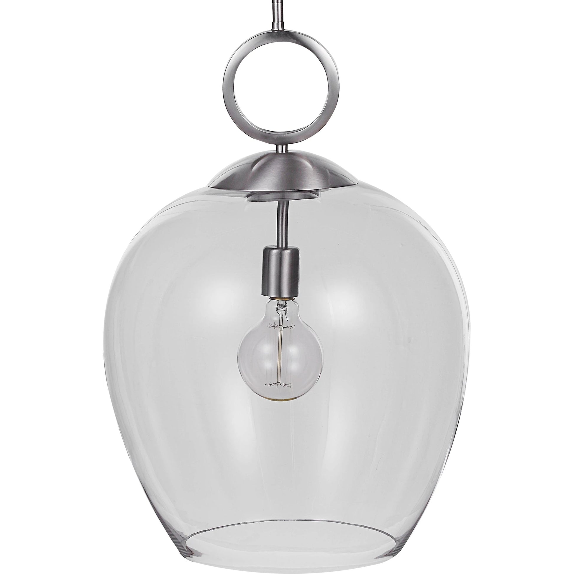Calix Pendant by Uttermost in aged brass. Made from steel, glass in a transitional style.