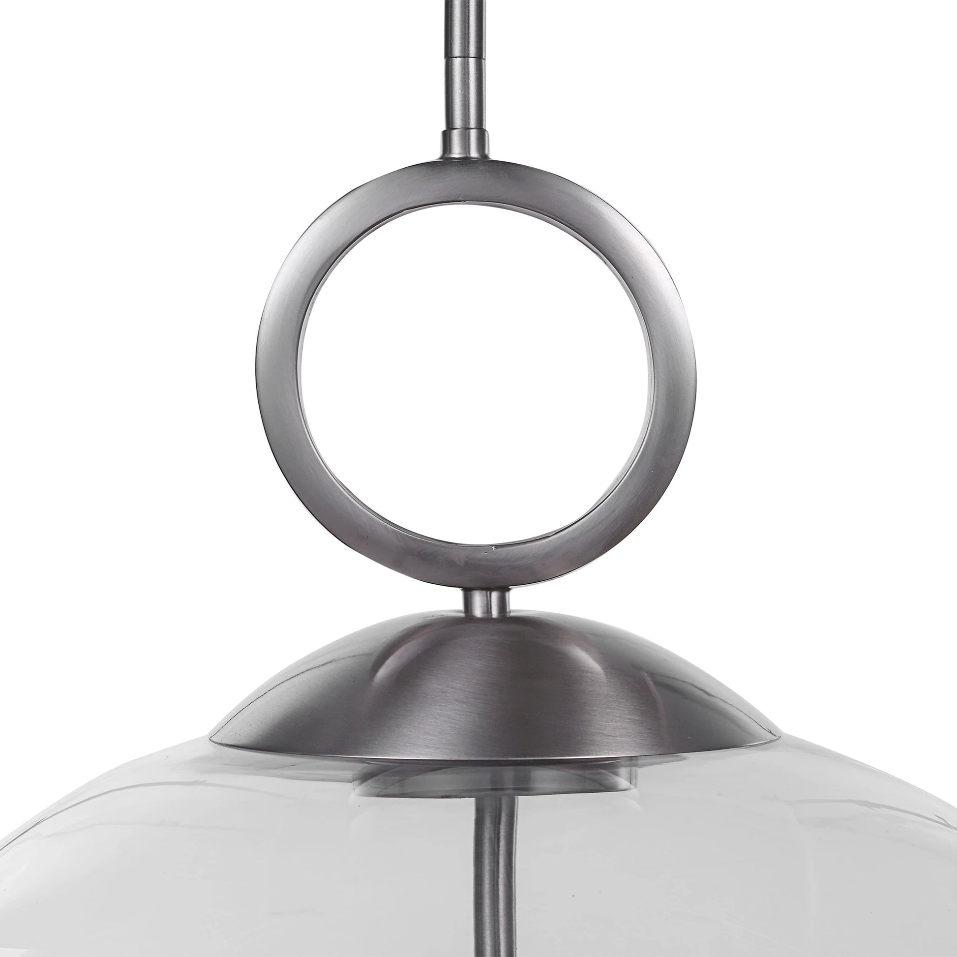 Calix Pendant by Uttermost in aged brass. Made from steel, glass in a transitional style.