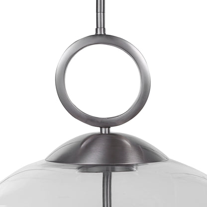 Calix Pendant by Uttermost in aged brass. Made from steel, glass in a transitional style.