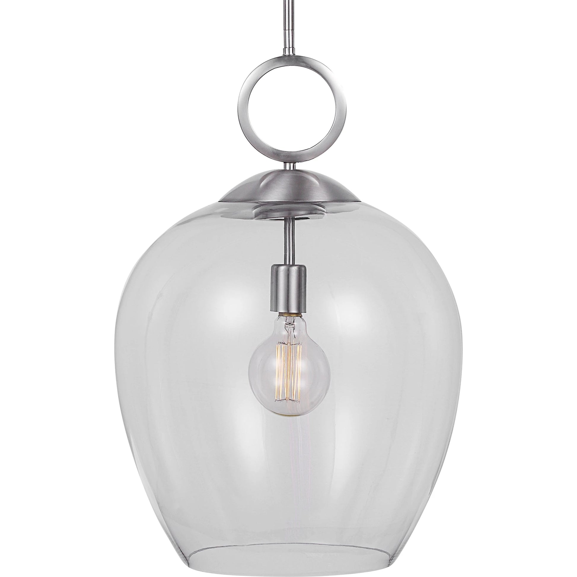 Calix Pendant by Uttermost in aged brass. Made from steel, glass in a transitional style.