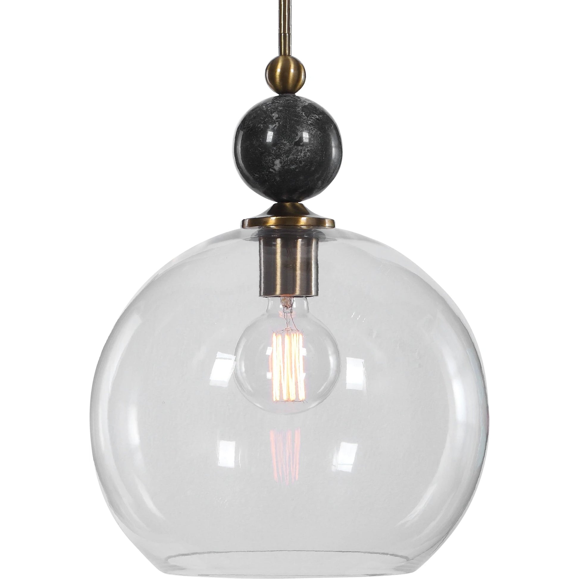 Mendota Pendant by Uttermost. Made from glass, iron, marble in a transitional style.