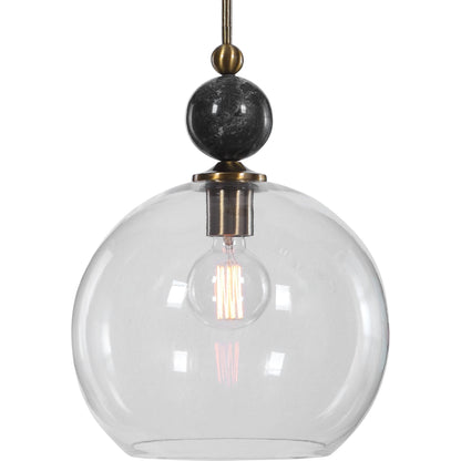 Mendota Pendant by Uttermost. Made from glass, iron, marble in a transitional style.