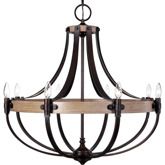 Dubois Chandelier by Uttermost. Made from steel, oak in a rustic style.