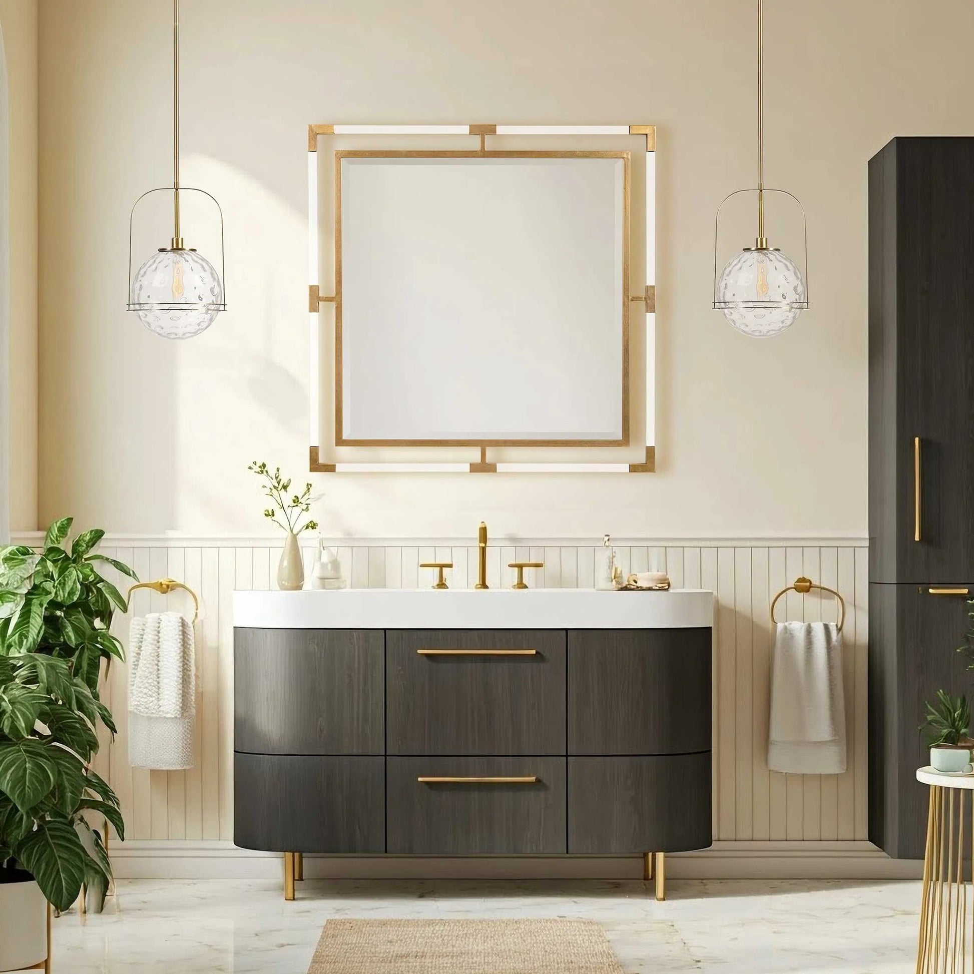 Mimas Pendant by Uttermost. Made from steel, glass in a transitional style.