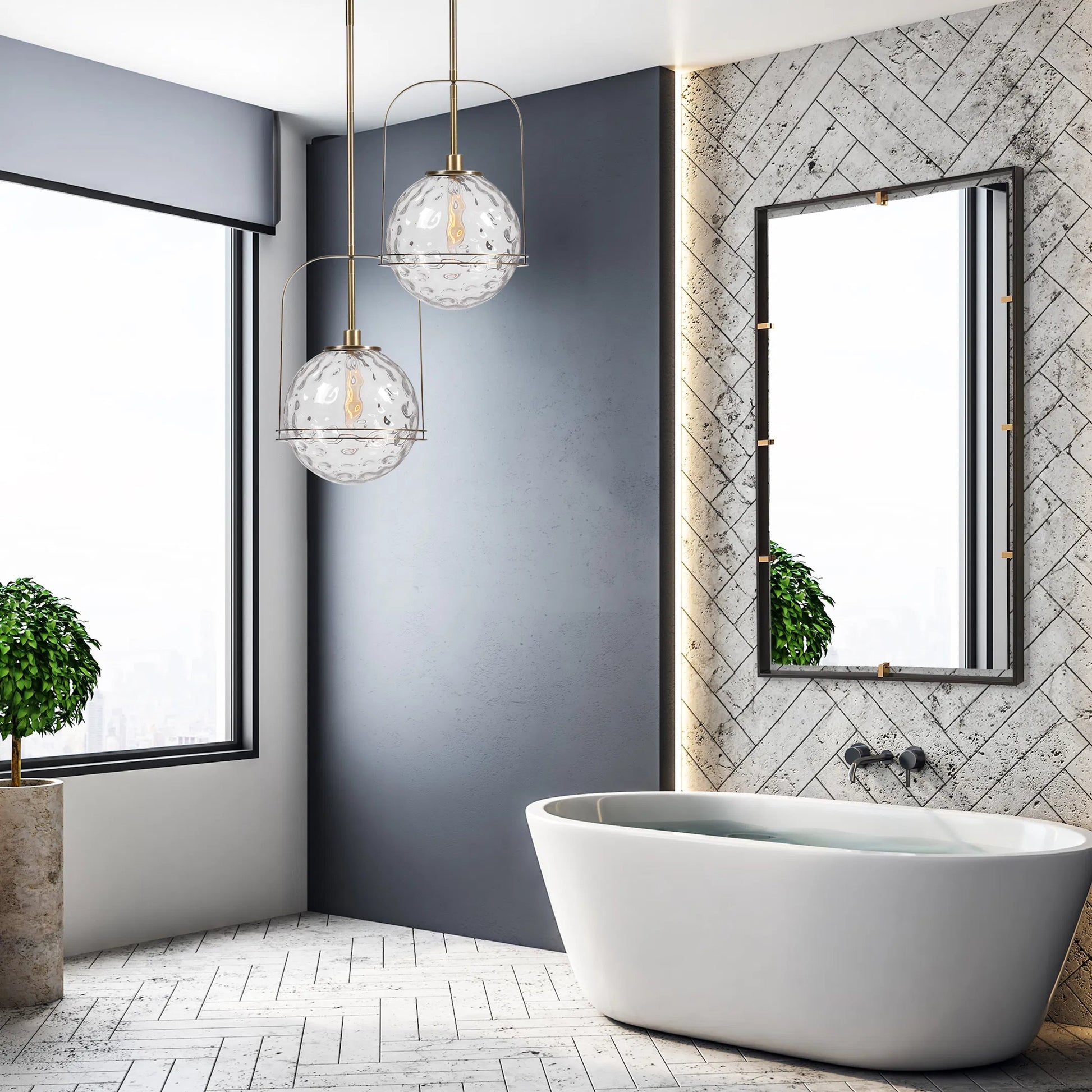 Mimas Pendant by Uttermost. Made from steel, glass in a transitional style.