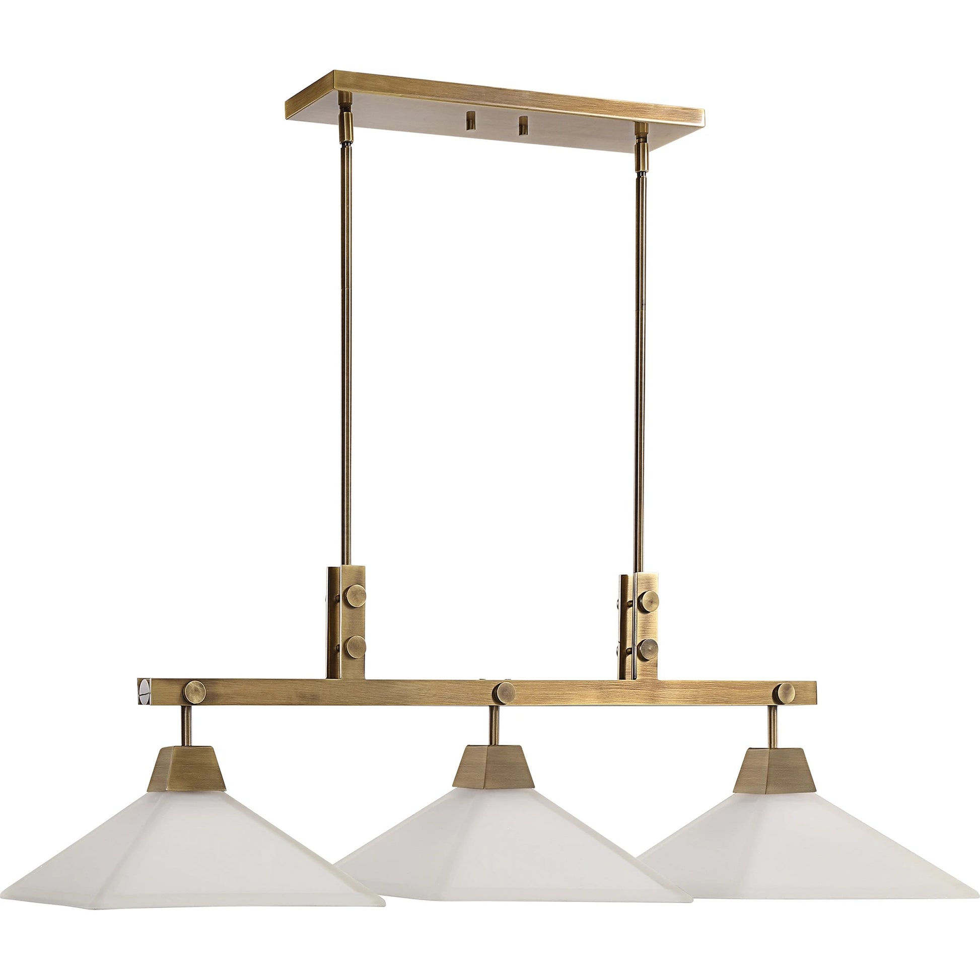 Brookdale Linear Chandelier by Uttermost in aged brass. Made from glass, steel in a transitional style.