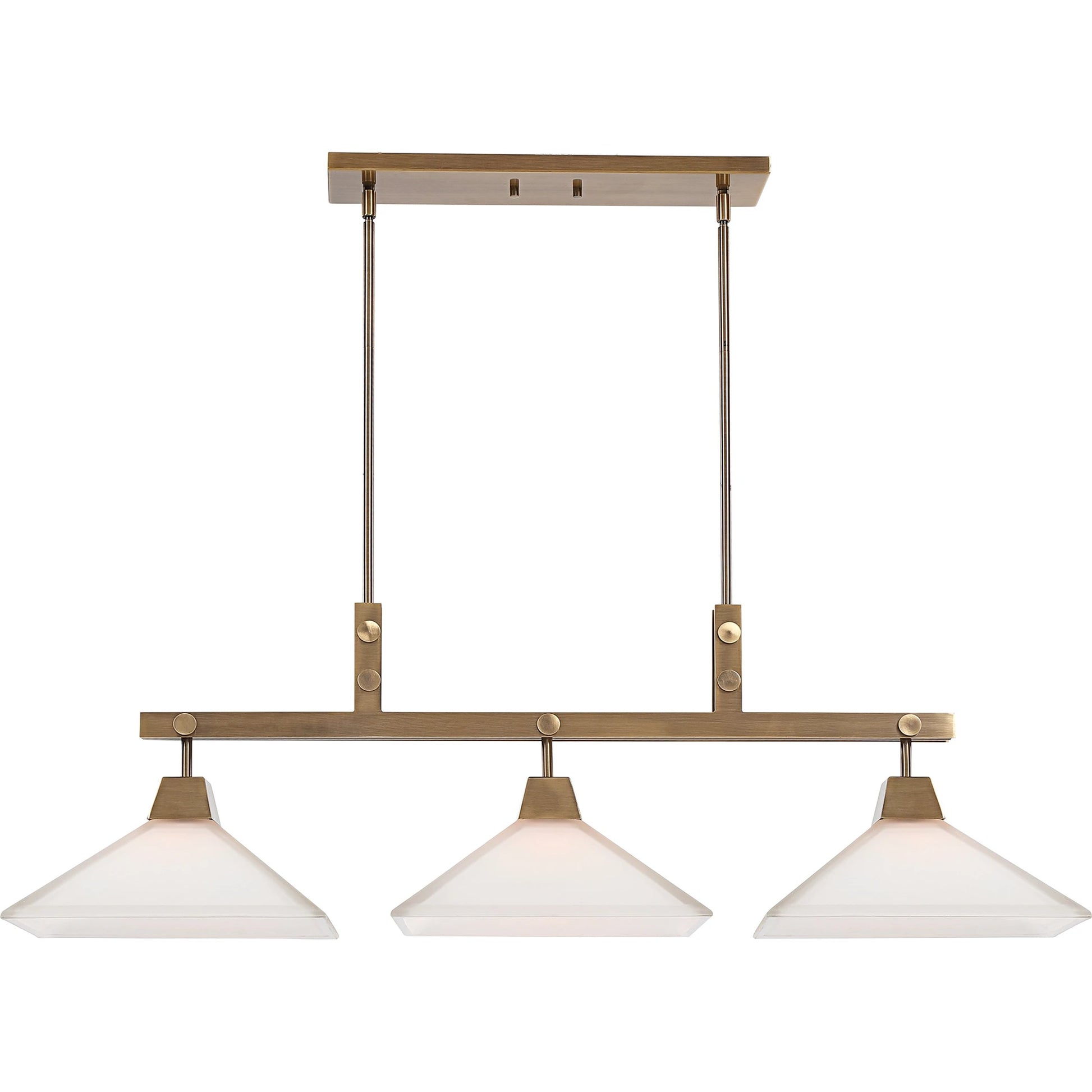 Brookdale Linear Chandelier by Uttermost in aged brass. Made from glass, steel in a transitional style.