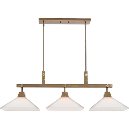 Brookdale Linear Chandelier by Uttermost in aged brass. Made from glass, steel in a transitional style.