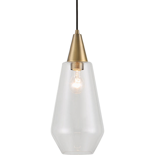 Eichler Antique 1 Light Mini Pendant by Uttermost in brass. Made from steel, glass in a modern style.