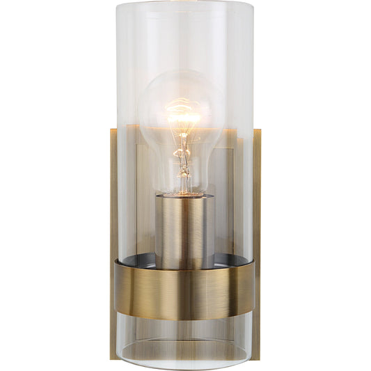 Cardiff Antique 1 Light Cylinder Sconce by Uttermost in brass. Made from glass, steel in a modern style.