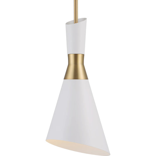 Eames 1 Light Mini Pendant by Uttermost in white, antique brass. Made from steel, aluminum in a modern style.