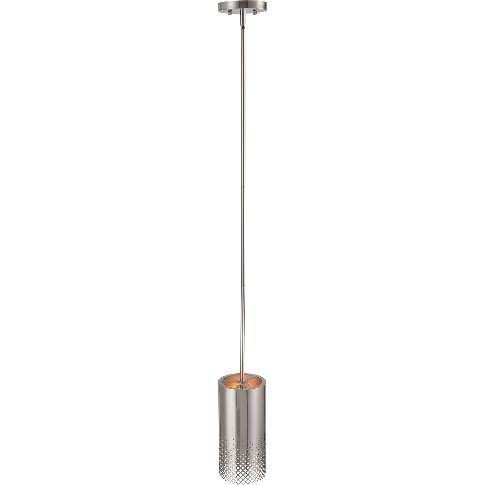 Manheim 1 Light Pendant by Uttermost in satin nickel. Made from iron in a modern style.