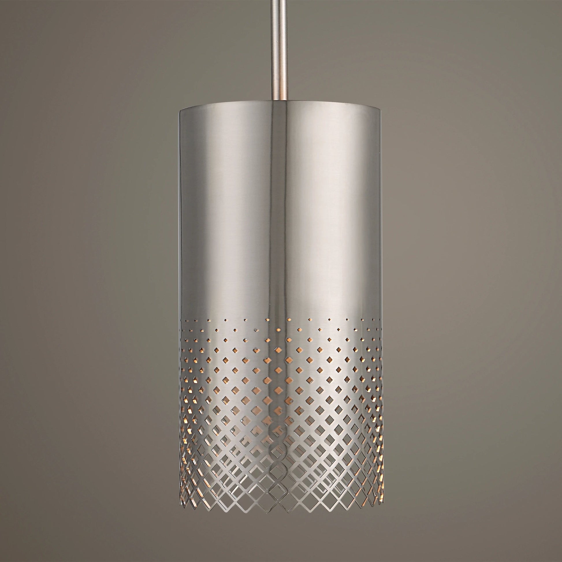 Manheim 1 Light Pendant by Uttermost in satin nickel. Made from iron in a modern style.