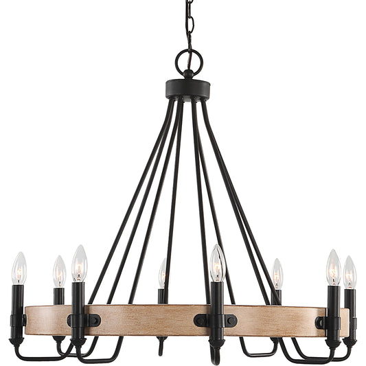 Deschutes 8 Light Chandelier by Uttermost in black. Made from steel in a transitional style.