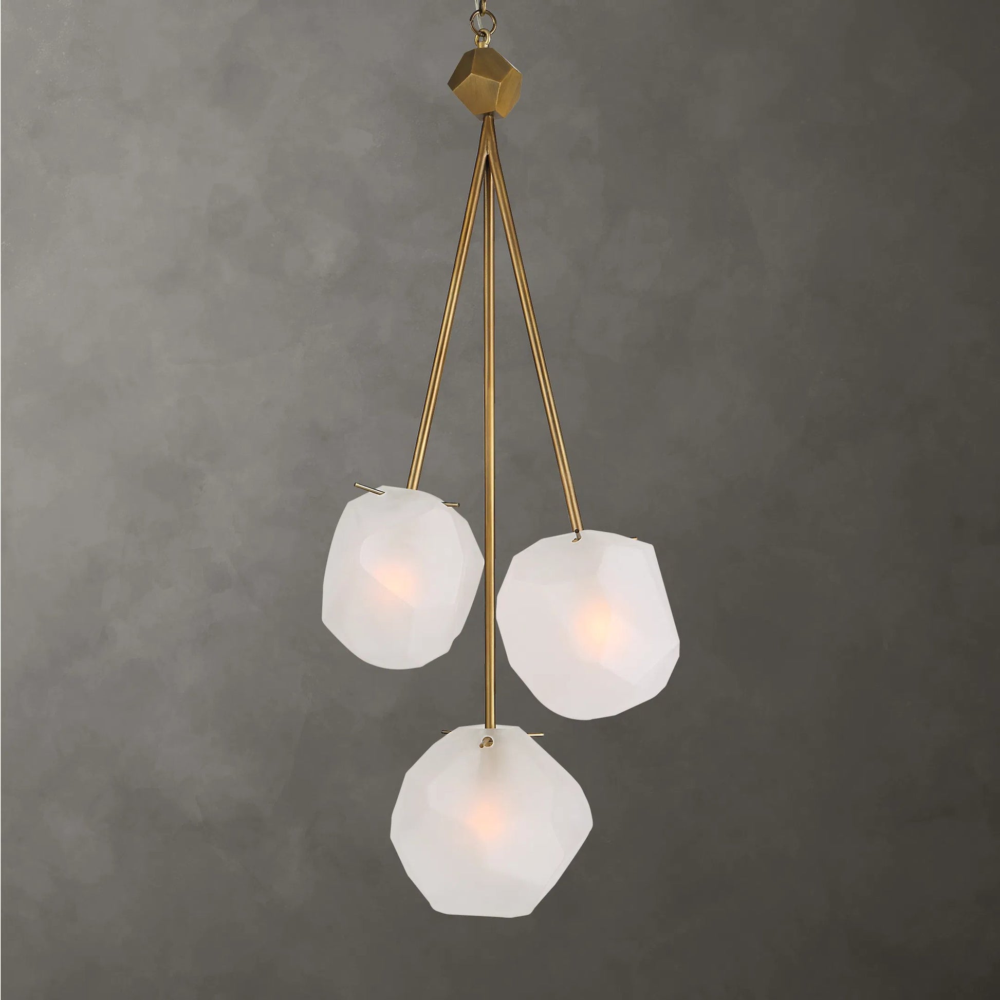 Geodesic 3 Light Pendant by Uttermost in brass. Made from steel, glass in a modern style.