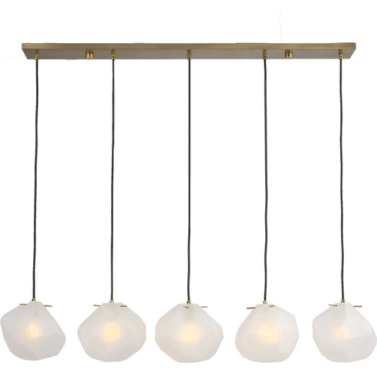 Geodesic 5 Light Linear Pendant by Uttermost in brass. Made from steel, glass in a modern style.