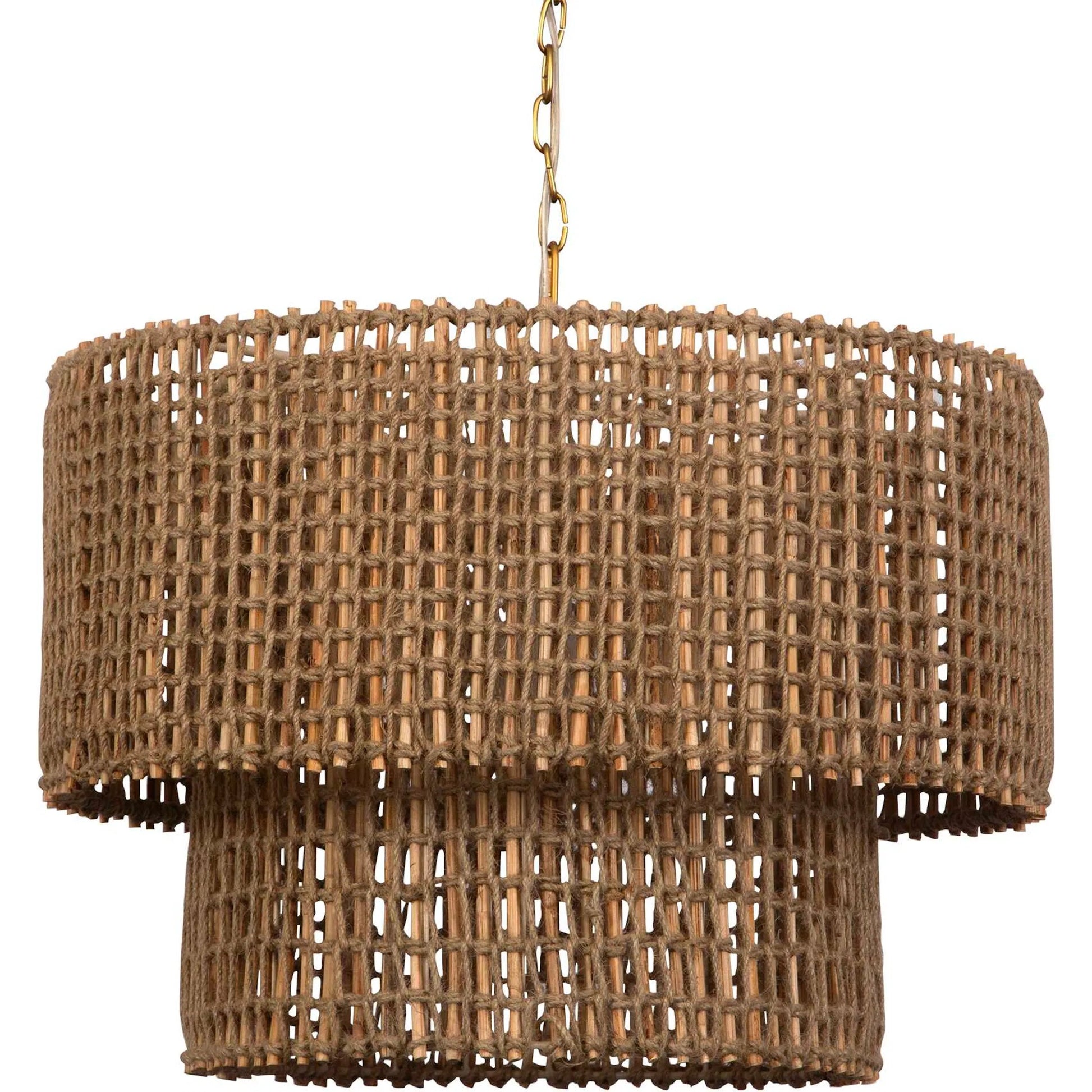 Biswas Woven Jute 1 Light Pendant by Uttermost in brass. Made from iron, jute in a coastal style.