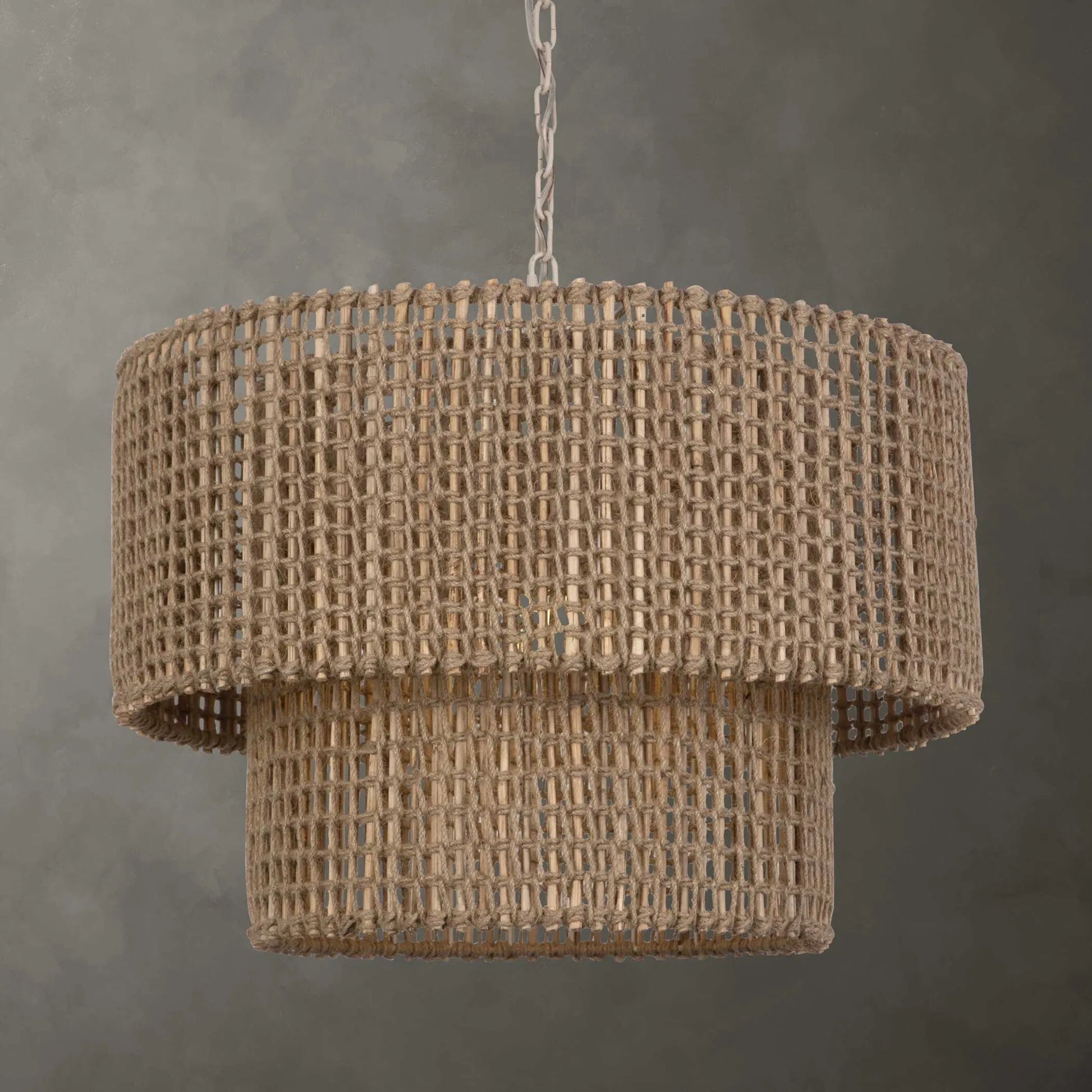 Biswas Woven Jute 1 Light Pendant by Uttermost in brass. Made from iron, jute in a coastal style.
